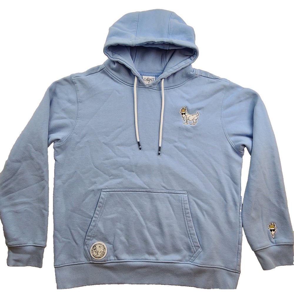 GOAT USA Light Blue Pullover Hoodie Men’s Medium Embroidered Goat Fleece Sporty